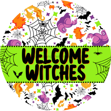 Wreath Sign, Halloween Sign, Witch Sign, DECOE-2125, Sign For Wreath, Round Sign, DecoExchange - DecoExchange®